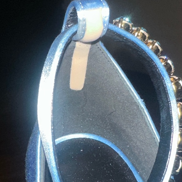 Used Once Versace Blue Medusa Aevitas Platform Heeled Sandals Size 37 - Picture 14 of 16